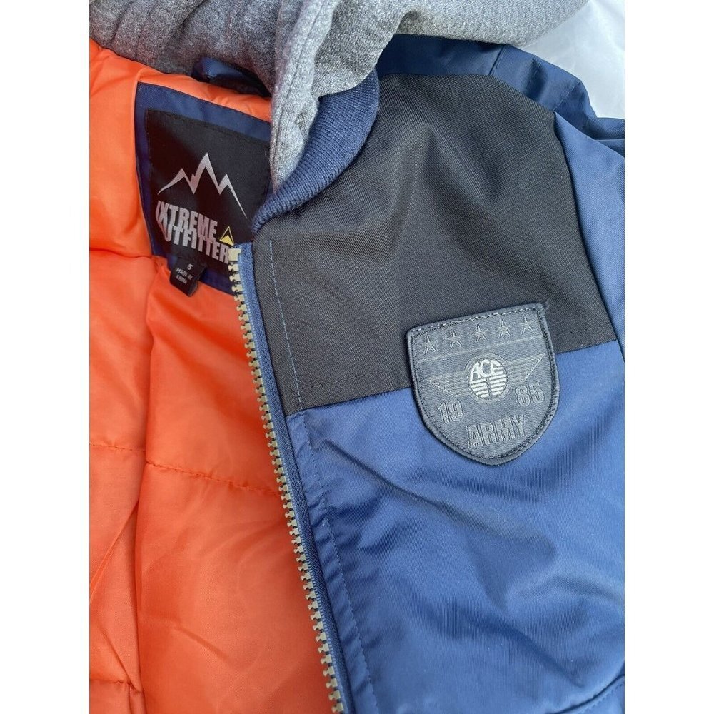 IXTREME Boy's Flight Bomber Jacket W/Hood Insulated Water Resistant Blue Sz 5 - Picture 4 of 6